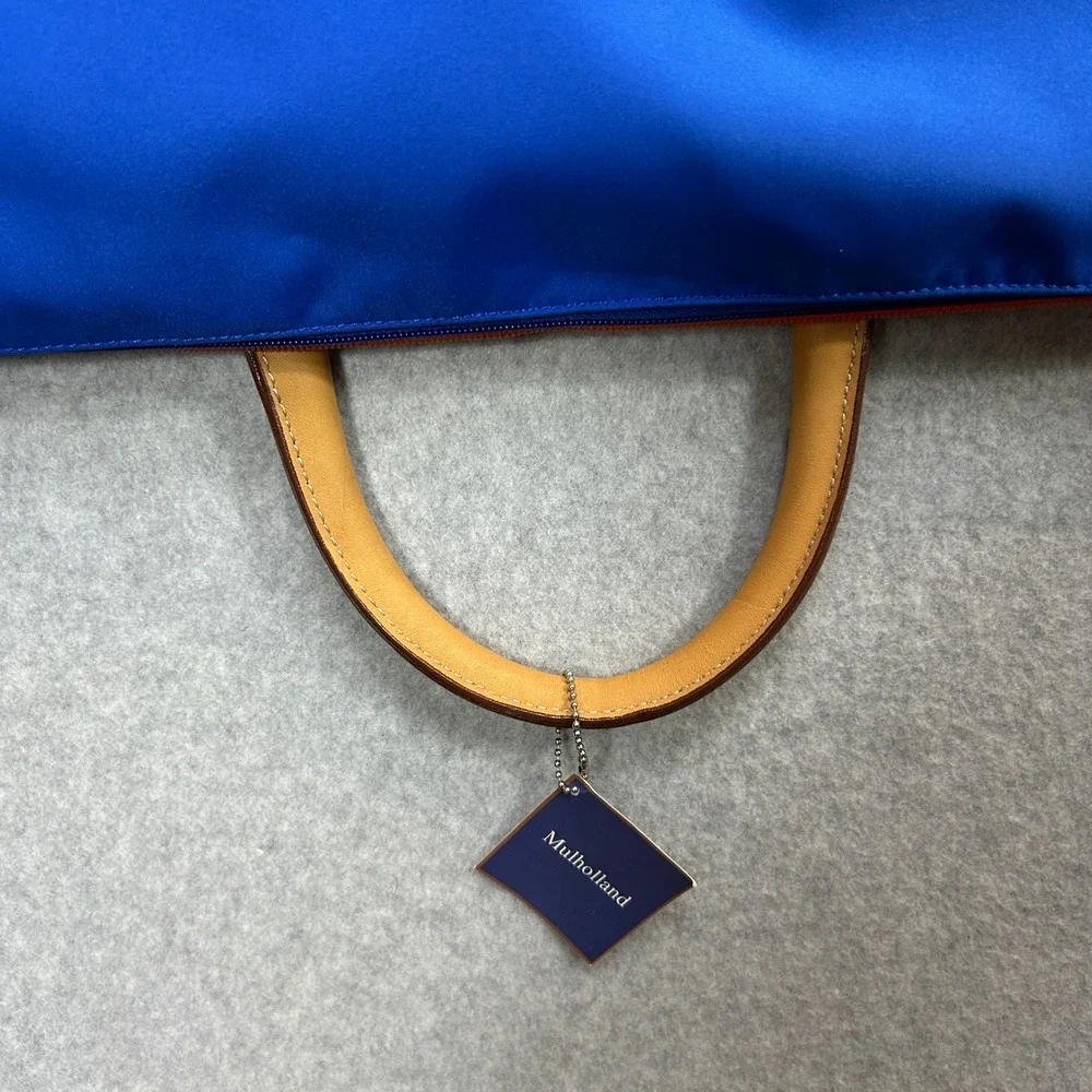 Mulholland Garment Bag Blue Orange Leather Trim‎ Travel Suit Carrier Unisex OS